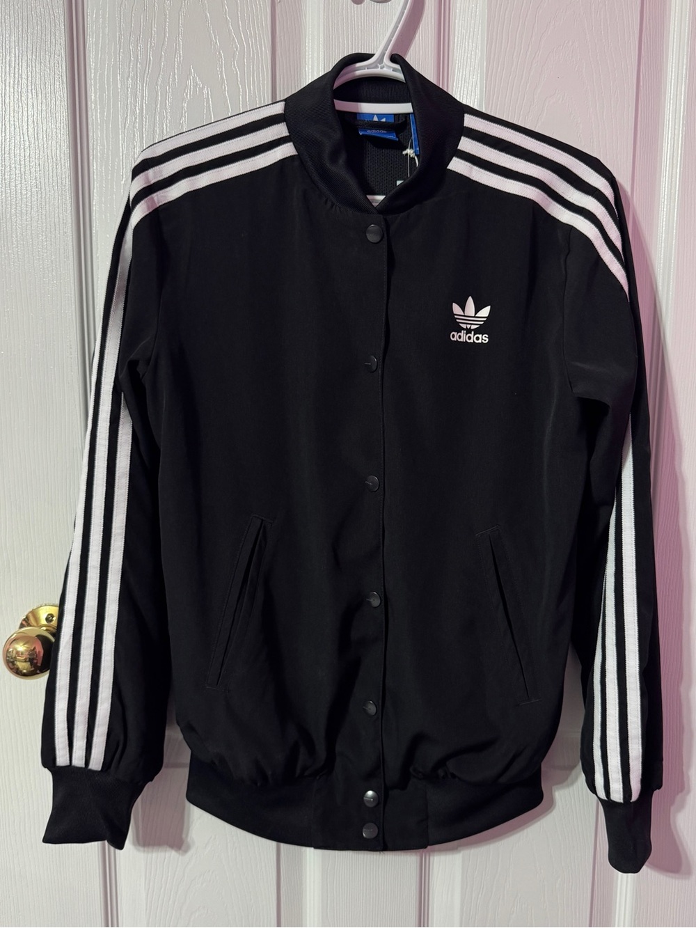 adidas Black Jacket with White Three-Stripe Detail